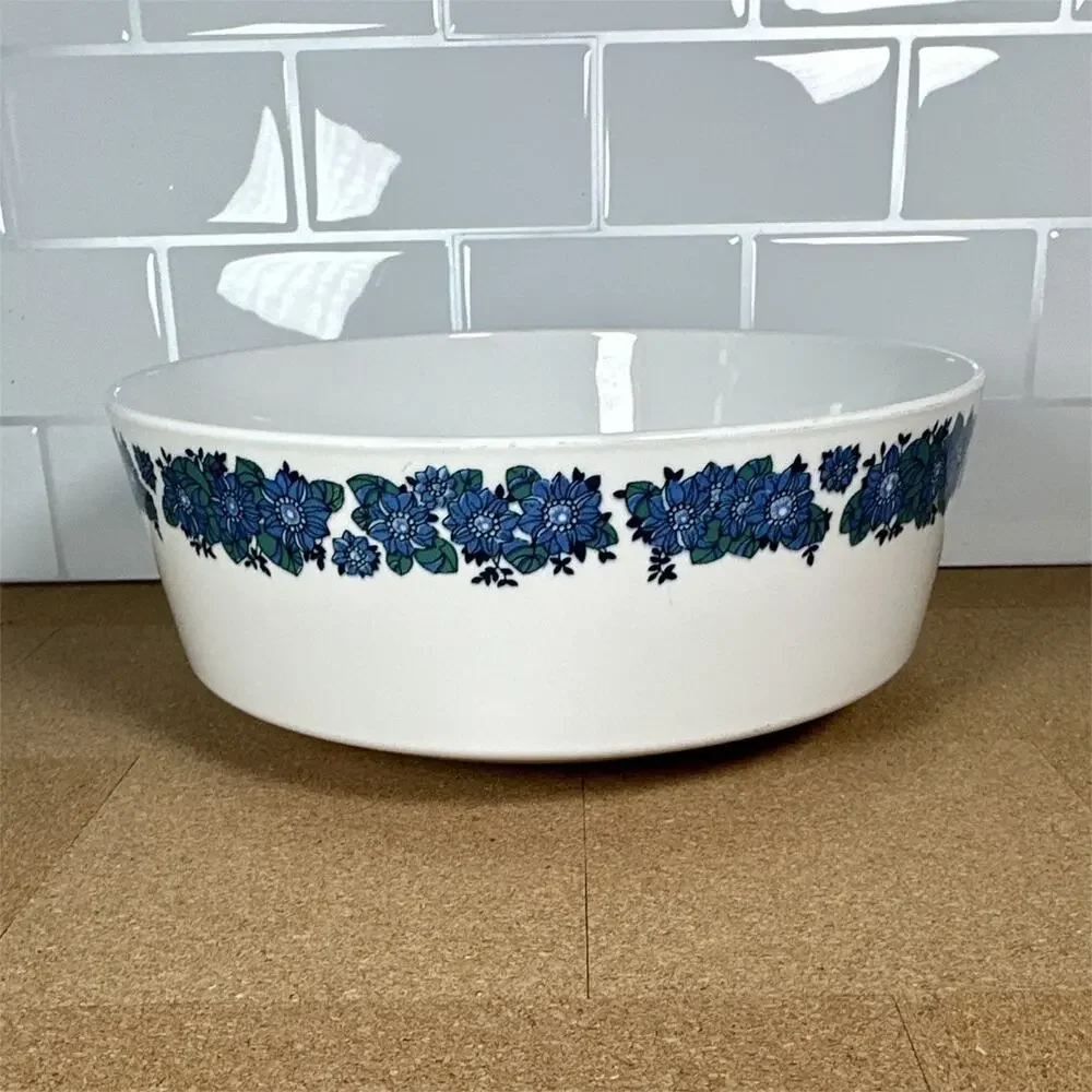 Vintage Corning Centura Evening Song Pattern Bowl Floral Rim Mid Century